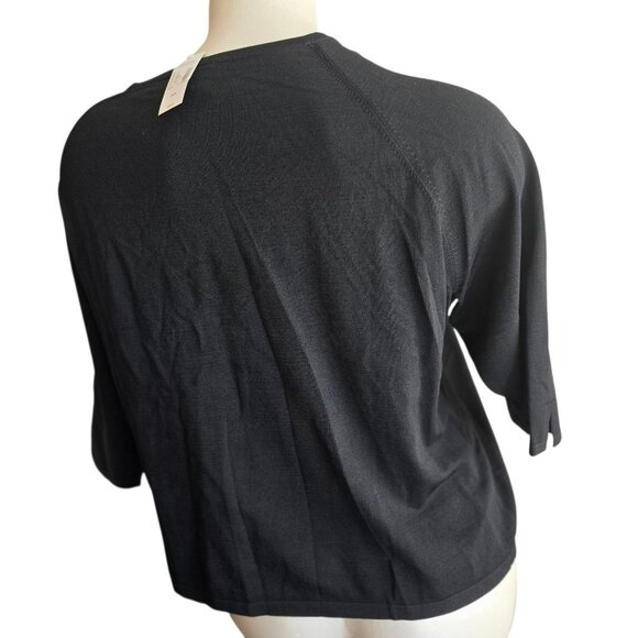 Lane Bryant Womens Black Squared V-Neck Top Size 26/28 Nylon & Rayon JJ4023 - Picture 4 of 7